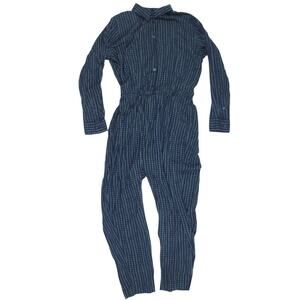 Uniqlo X Marimekko Rayon Dot Long Sleeve Jumpsuit One-piece Green Blue Navy sz S